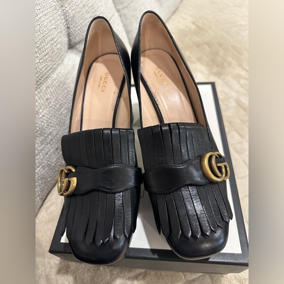Gucci Black Platform Heels with Gold Accents - Picture 6 of 6
